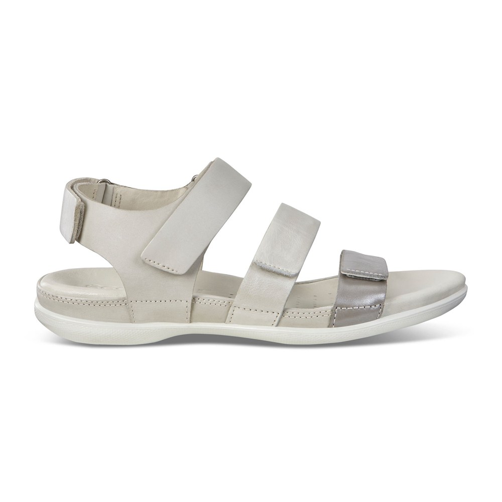 Womens Sandals - ECCO Flash Flat - White/Silver - 9137LEZMO